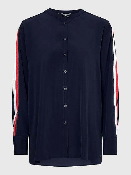 Tommy Hilfiger Relaxed Fit Crepe Bluz Kadın Mavi | TH275LJB