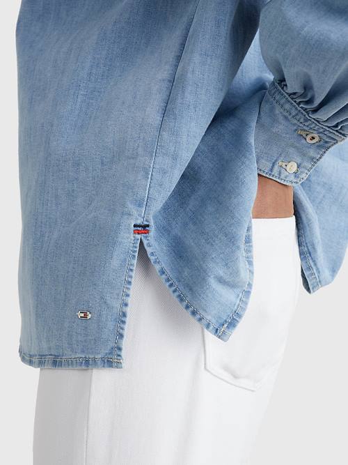 Tommy Hilfiger Relaxed Fit Denim Henley Gömlek Kadın Denim | TH634YDV