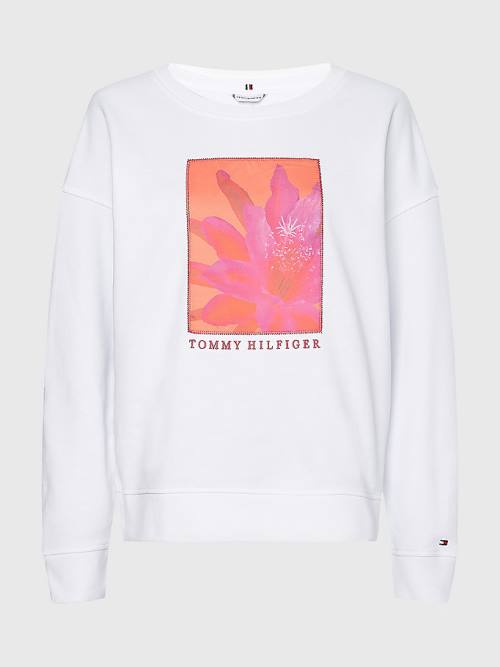 Tommy Hilfiger Relaxed Fit Floral Sweatshirt Kadın Beyaz | TH527XSH