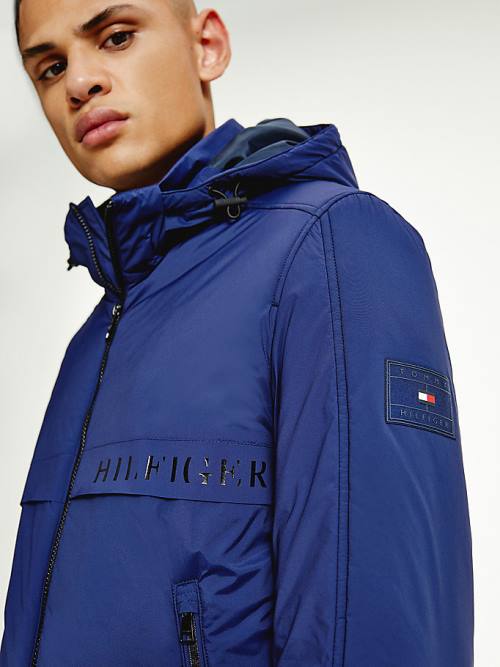 Tommy Hilfiger Removable Hood Stretch Nylon Ceket Erkek Mavi | TH389RTV