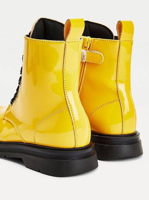 Tommy Hilfiger Repeat Logo Dantel-Up Krampon Booties Bot Kiz Çocuk Sarı | TH905CXF