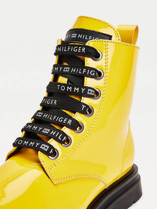 Tommy Hilfiger Repeat Logo Dantel-Up Krampon Booties Bot Kiz Çocuk Sarı | TH905CXF