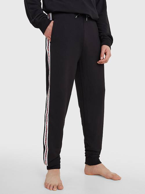 Tommy Hilfiger Repeat Logo Drawstring Joggers Pijama Erkek Siyah | TH139WMT