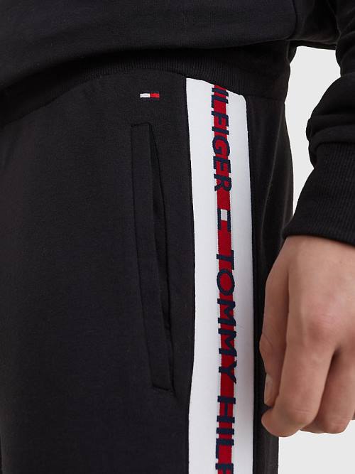 Tommy Hilfiger Repeat Logo Drawstring Joggers Pijama Erkek Siyah | TH139WMT