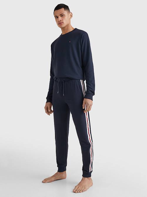 Tommy Hilfiger Repeat Logo Drawstring Joggers Pijama Erkek Mavi | TH294GRI