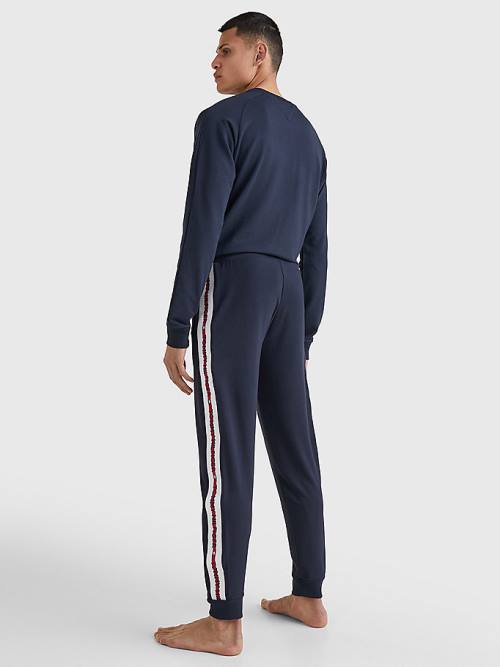 Tommy Hilfiger Repeat Logo Drawstring Joggers Pijama Erkek Mavi | TH294GRI