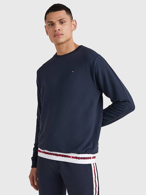 Tommy Hilfiger Repeat Logo Parça Sweatshirt Pijama Erkek Mavi | TH139ORV