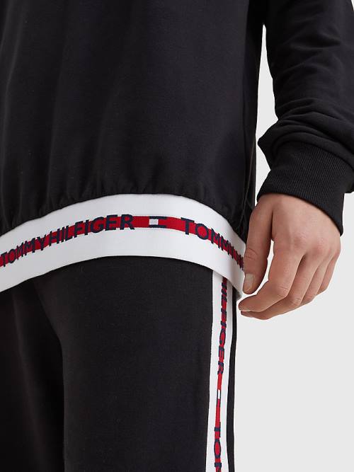 Tommy Hilfiger Repeat Logo Parça Sweatshirt Pijama Erkek Siyah | TH718WGP