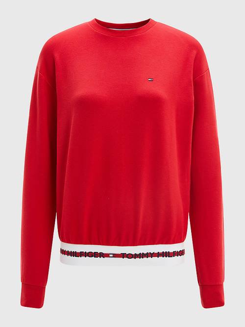 Tommy Hilfiger Repeat Logo Sweatshirt Tişört Kadın Kırmızı | TH250URG