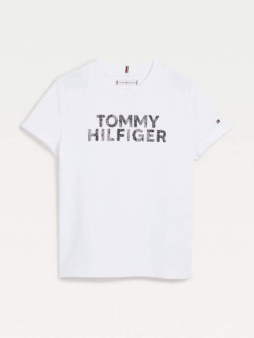 Tommy Hilfiger Reptile Print Logo Recycled Tişört Kiz Çocuk Beyaz | TH394IAH