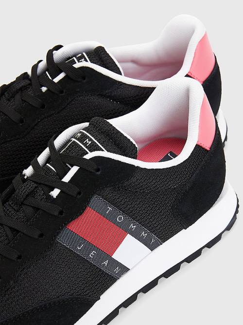 Tommy Hilfiger Retro Mixed Texture Runner Spor Ayakkabı Kadın Siyah | TH187VSZ