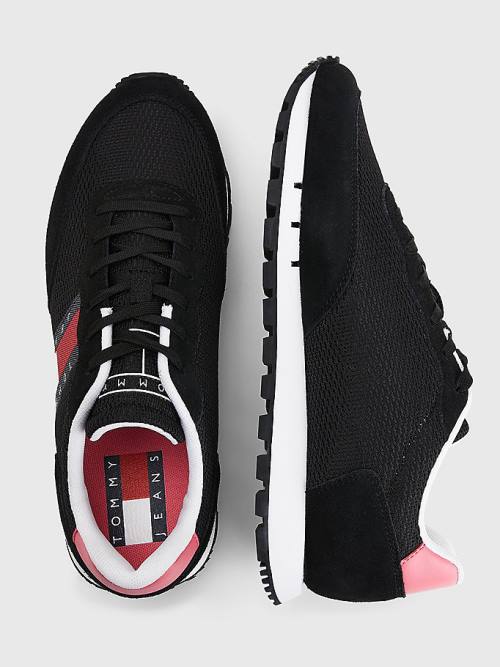 Tommy Hilfiger Retro Mixed Texture Runner Spor Ayakkabı Kadın Siyah | TH187VSZ