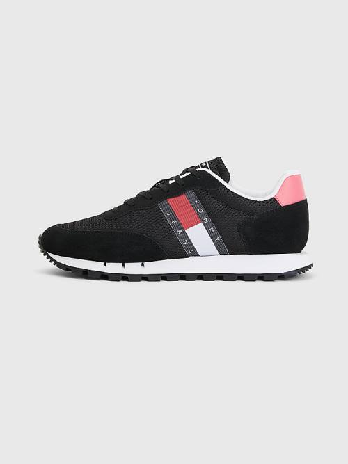 Tommy Hilfiger Retro Mixed Texture Runner Spor Ayakkabı Kadın Siyah | TH187VSZ