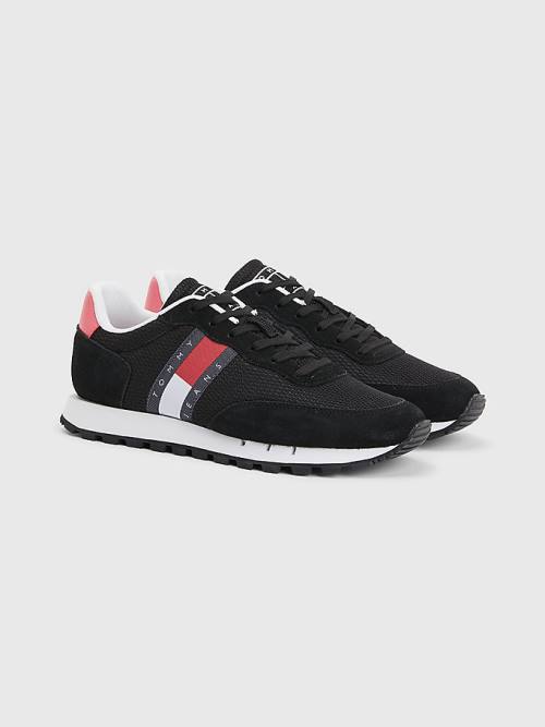 Tommy Hilfiger Retro Mixed Texture Runner Spor Ayakkabı Kadın Siyah | TH187VSZ