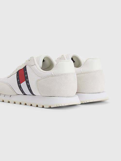 Tommy Hilfiger Retro Mixed Texture Runner Spor Ayakkabı Kadın Beyaz | TH405NHP