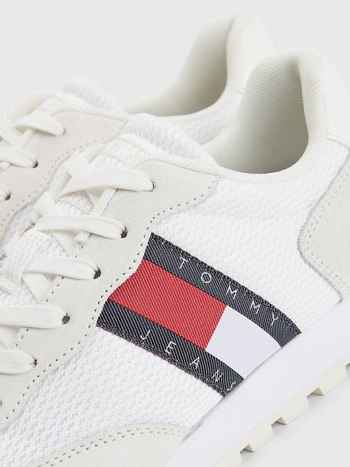 Tommy Hilfiger Retro Mixed Texture Runner Spor Ayakkabı Kadın Beyaz | TH405NHP