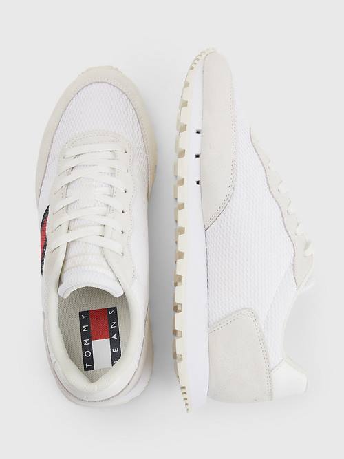 Tommy Hilfiger Retro Mixed Texture Runner Spor Ayakkabı Kadın Beyaz | TH405NHP