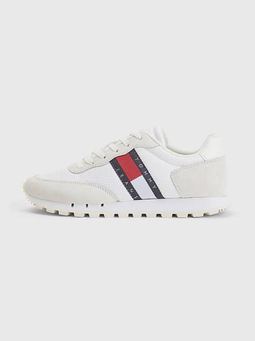 Tommy Hilfiger Retro Mixed Texture Runner Spor Ayakkabı Kadın Beyaz | TH405NHP