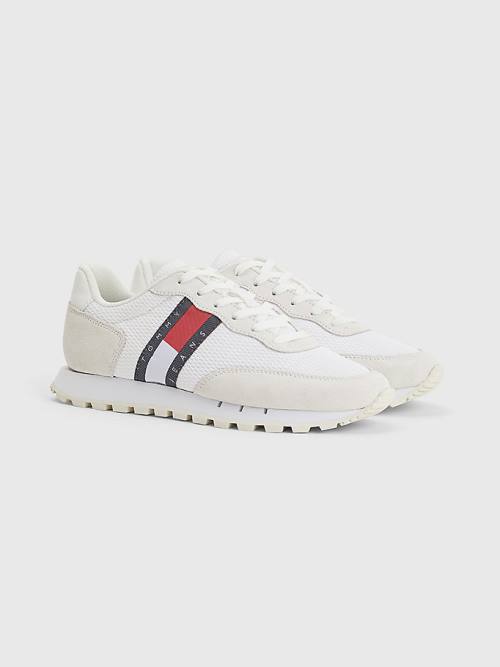 Tommy Hilfiger Retro Mixed Texture Runner Spor Ayakkabı Kadın Beyaz | TH405NHP