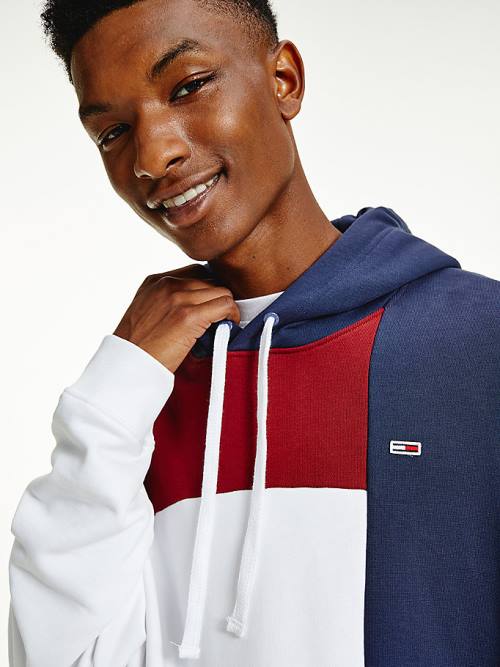 Tommy Hilfiger Reversible Colour-Blocked Kapüşonlu Sweatshirt Erkek Mavi | TH543ACD