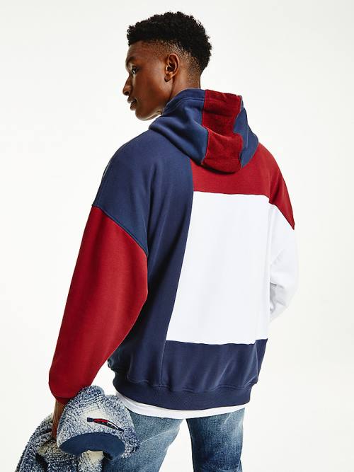 Tommy Hilfiger Reversible Colour-Blocked Kapüşonlu Sweatshirt Erkek Mavi | TH543ACD