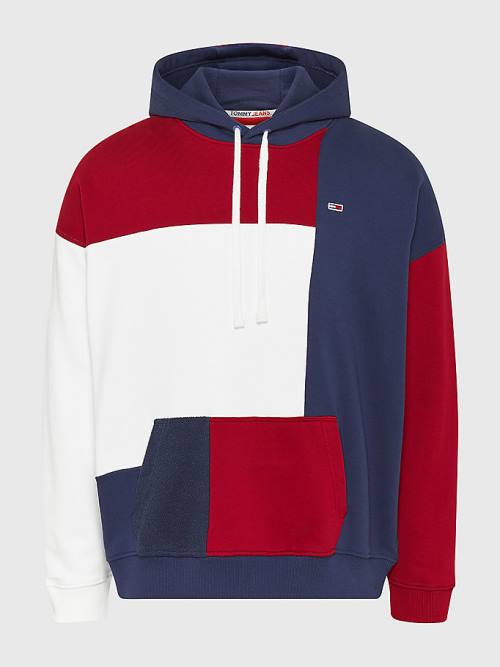 Tommy Hilfiger Reversible Colour-Blocked Kapüşonlu Sweatshirt Erkek Mavi | TH543ACD