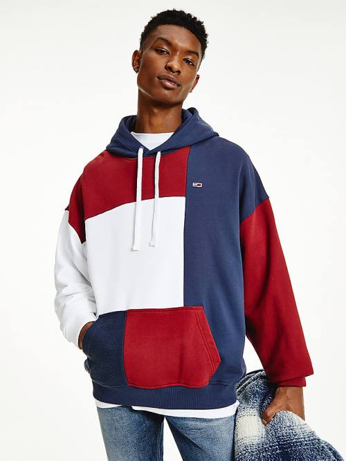 Tommy Hilfiger Reversible Colour-Blocked Kapüşonlu Sweatshirt Erkek Mavi | TH543ACD