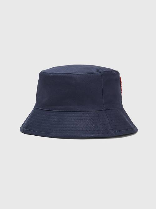 Tommy Hilfiger Reversible Logo Bucket Şapka Erkek Mavi | TH964CXW