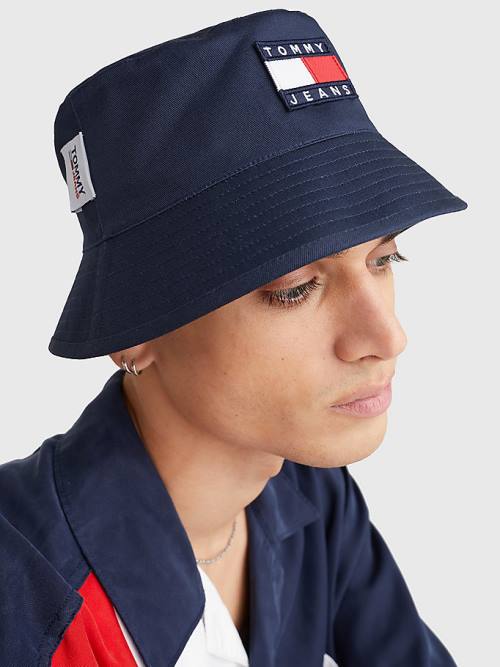 Tommy Hilfiger Reversible Logo Bucket Şapka Erkek Mavi | TH964CXW