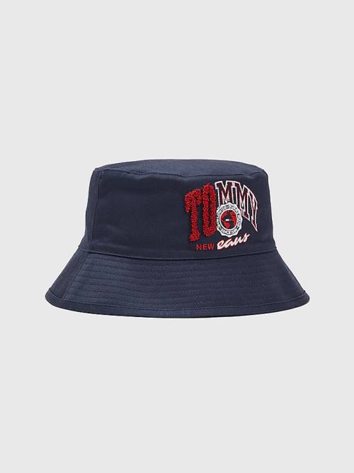 Tommy Hilfiger Reversible Logo Bucket Şapka Erkek Mavi | TH964CXW