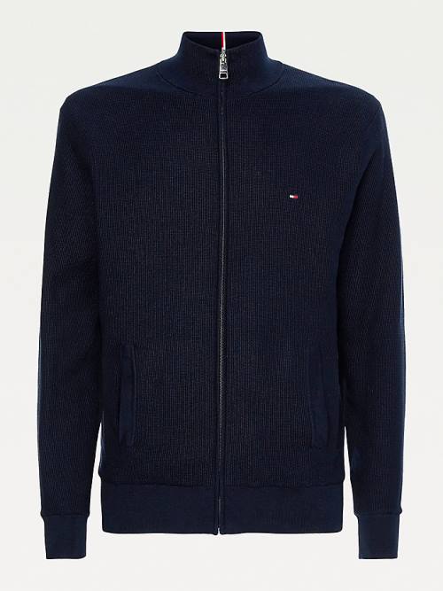 Tommy Hilfiger Reversible Zip-Thru Cardigan Kazak Erkek Mavi | TH257WPV