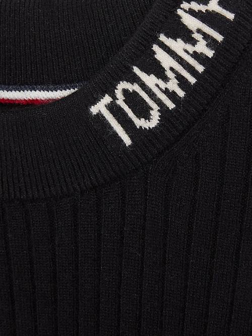 Tommy Hilfiger Rib-Knit Midi Jumper Elbise Kiz Çocuk Siyah | TH927WEZ