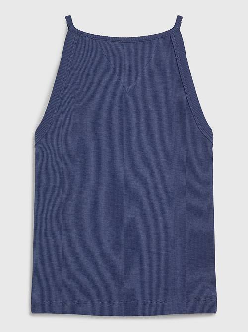 Tommy Hilfiger Rib-Knit Tank Top Tişört Kiz Çocuk Mavi | TH380PZR