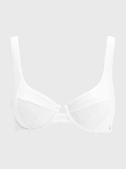 Tommy Hilfiger Ribbed Balconette Bikini Top Mayo Kadın Beyaz | TH043ELY