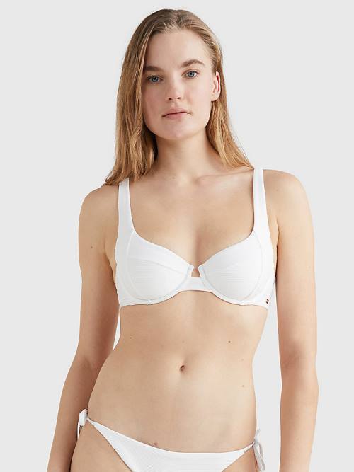 Tommy Hilfiger Ribbed Balconette Bikini Top Mayo Kadın Beyaz | TH043ELY