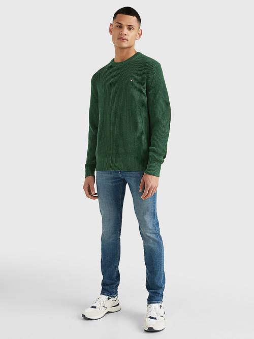 Tommy Hilfiger Ribbed Crew Neck Relaxed Fit Jumper Kazak Erkek Yeşil | TH362TFQ