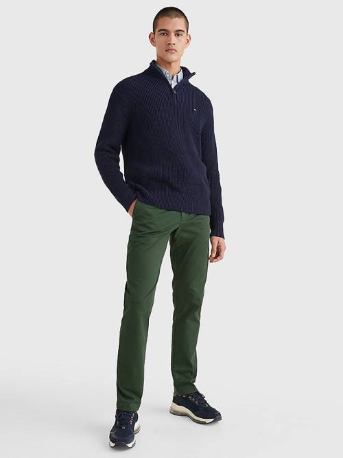 Tommy Hilfiger Ribbed Half-Zip Relaxed Fit Jumper Kazak Erkek Mavi | TH496ODN