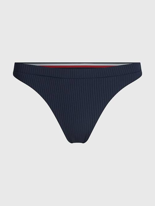 Tommy Hilfiger Ribbed High Leg Bikini Bottoms Mayo Kadın Mavi | TH190BSA