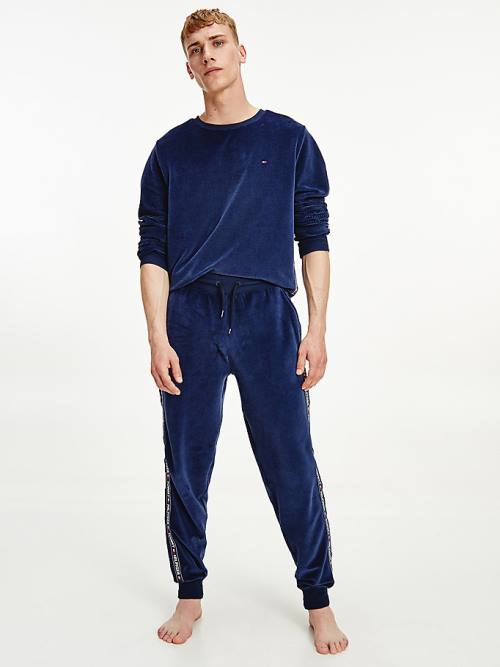 Tommy Hilfiger Ribbed Texture Joggers Pijama Erkek Mavi | TH473ZXL