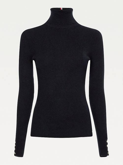 Tommy Hilfiger Roll Neck Jumper Kazak Kadın Siyah | TH419LHD