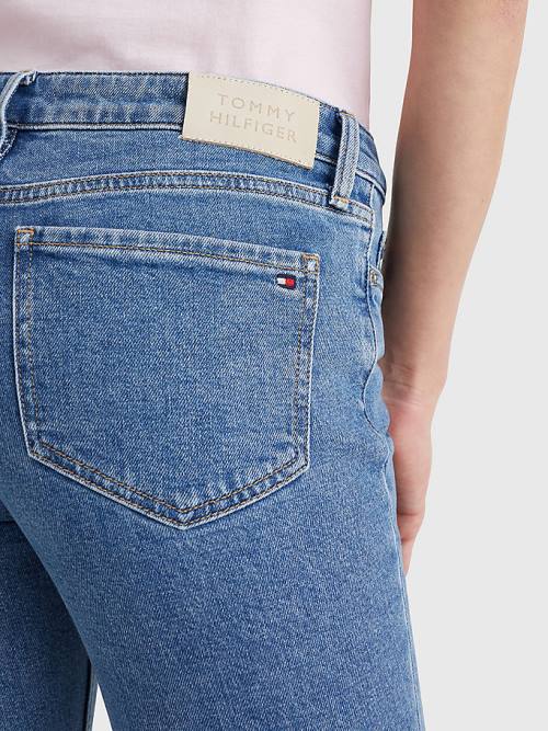 Tommy Hilfiger Rome Mid Cut Cut Cut Rise Straight Faded Jean Pantolon Kadın Denim | TH769JZN