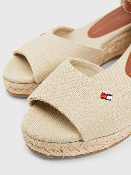 Tommy Hilfiger Rope Wedge Sandalet Kiz Çocuk Bej Rengi | TH927FSY