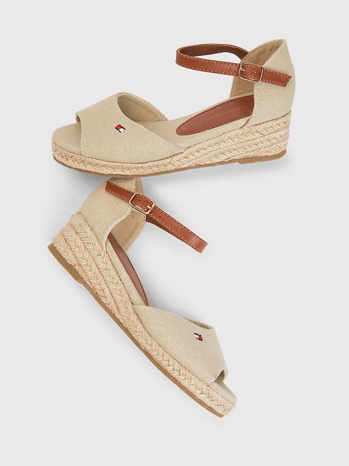 Tommy Hilfiger Rope Wedge Sandalet Kiz Çocuk Bej Rengi | TH927FSY