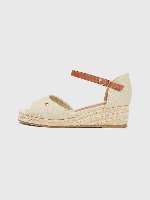 Tommy Hilfiger Rope Wedge Sandalet Kiz Çocuk Bej Rengi | TH927FSY