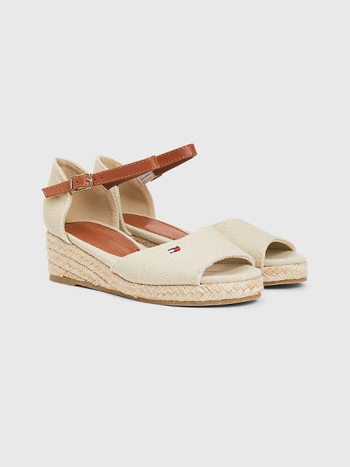 Tommy Hilfiger Rope Wedge Sandalet Kiz Çocuk Bej Rengi | TH927FSY