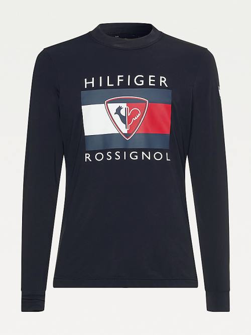 Tommy Hilfiger Rossignol Chest Logo Base Layer Sweatshirt Erkek Siyah | TH247TFS