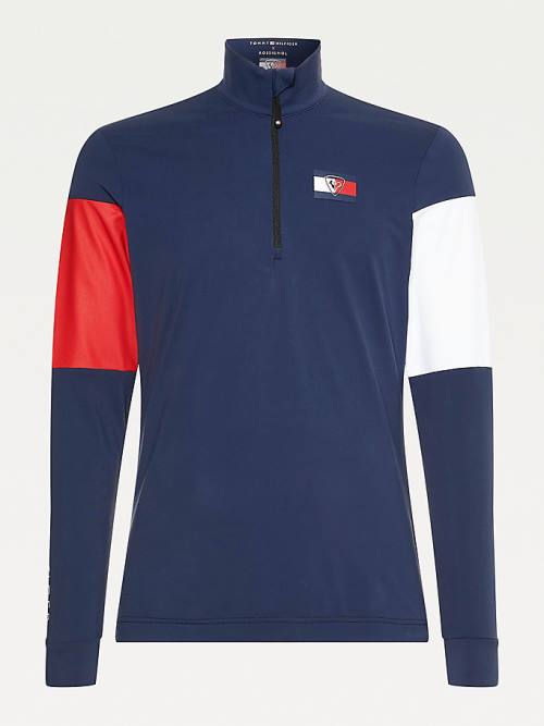 Tommy Hilfiger Rossignol Colour-Blocked Base Layer Tişört Erkek Mavi | TH342POU