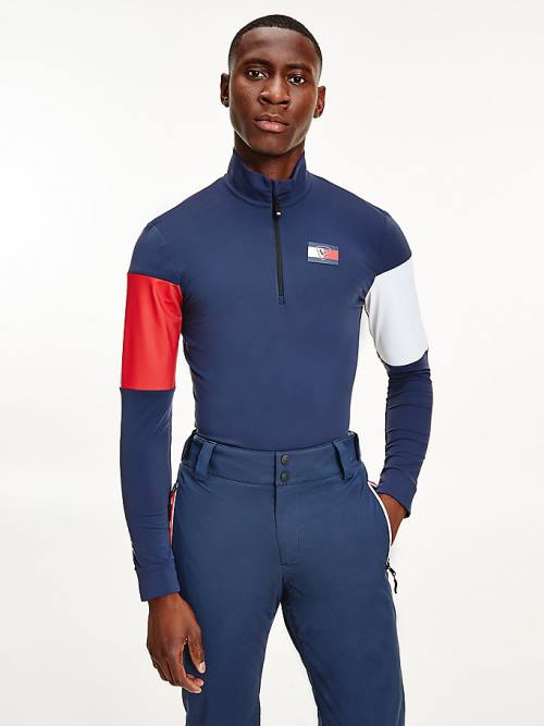 Tommy Hilfiger Rossignol Colour-Blocked Base Layer Tişört Erkek Mavi | TH342POU