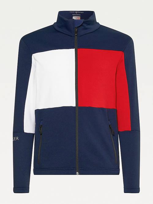 Tommy Hilfiger Rossignol Colour-Blocked Zip-Thru Base Layer Sweatshirt Erkek Mavi | TH420FDJ