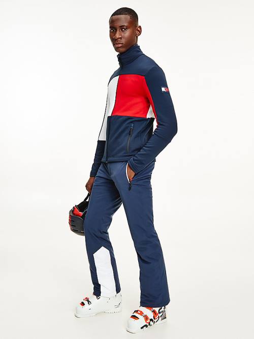 Tommy Hilfiger Rossignol Colour-Blocked Zip-Thru Base Layer Sweatshirt Erkek Mavi | TH420FDJ